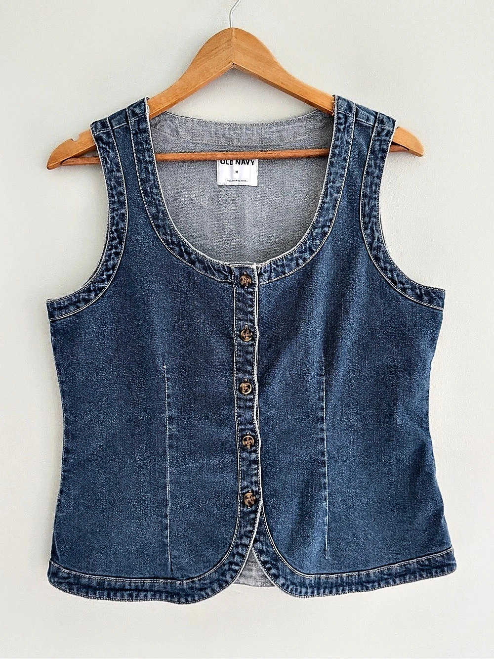 Old Navy Denim Button Front Tank Blue Size Medium NWT